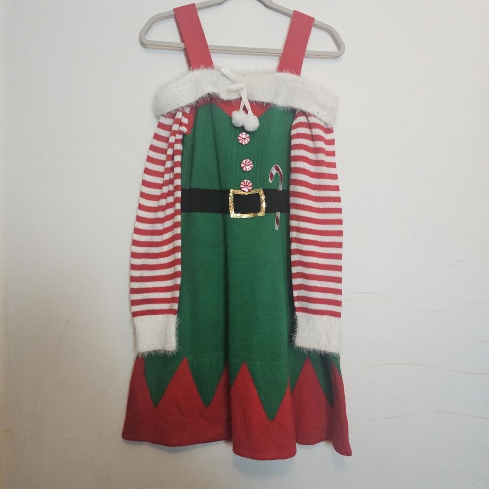 Mrs. Claus Elf Women's‎ Holiday Dress XL Off The Shoulder Chrismas Party Green